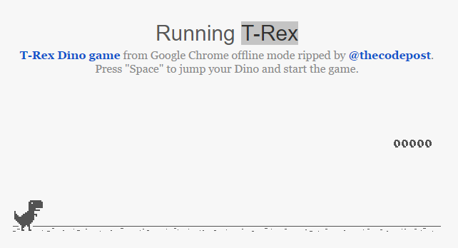 图片3623－T-Rex 在线版本的chrome离线恐龙游戏